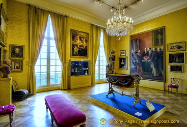 In centre of the room is the pageantry cradle of Prince Imperial Louis Napoleon
